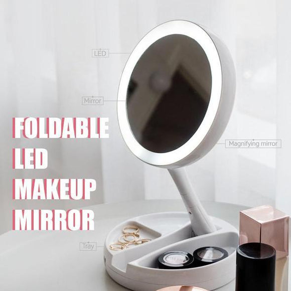 Foldable LED Makeup Mirror